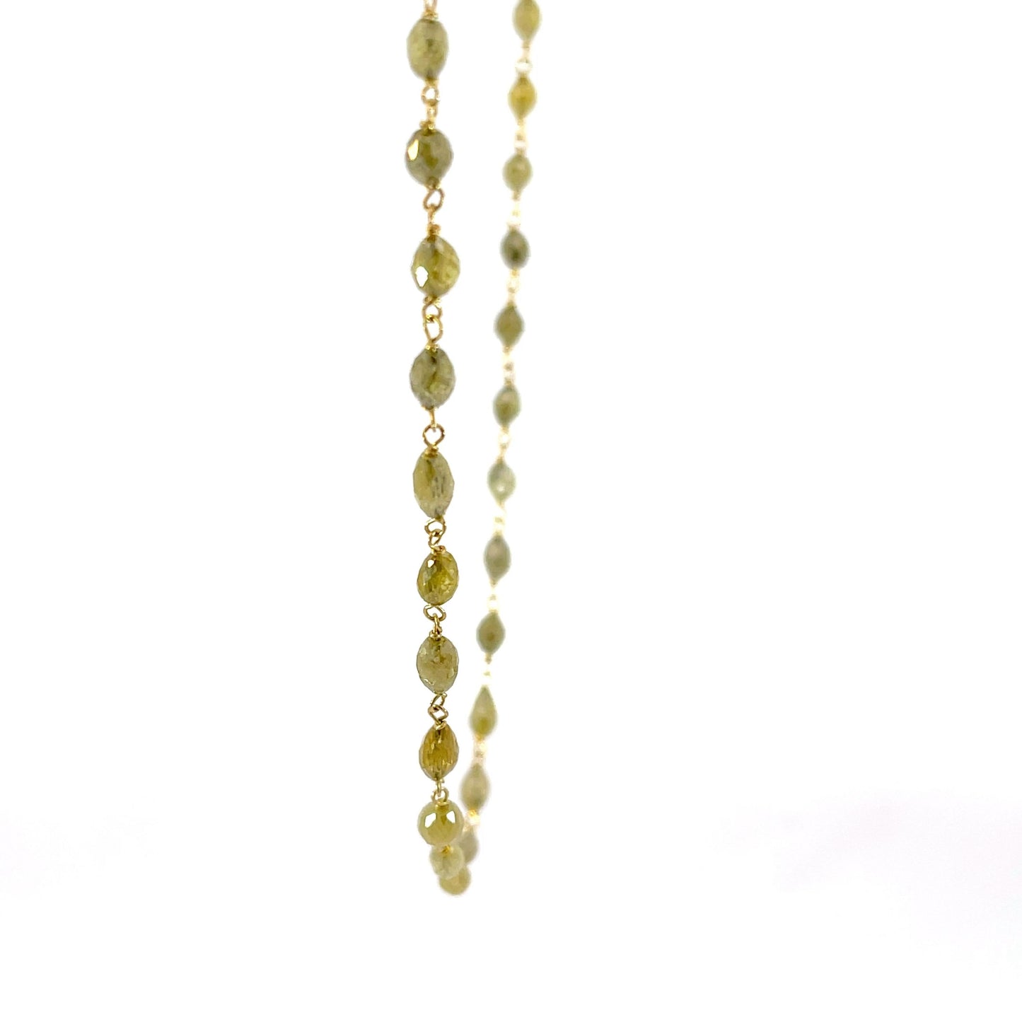 24" Yellow Gold and Yellow Diamond Bead Necklace