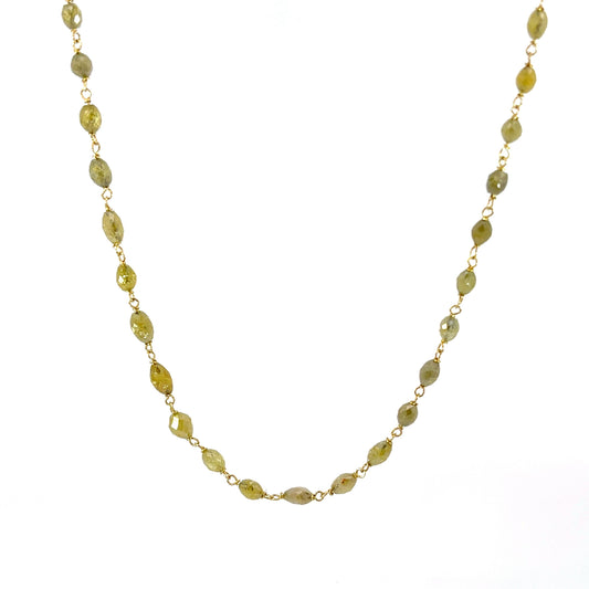 24" Yellow Gold and Yellow Diamond Bead Necklace