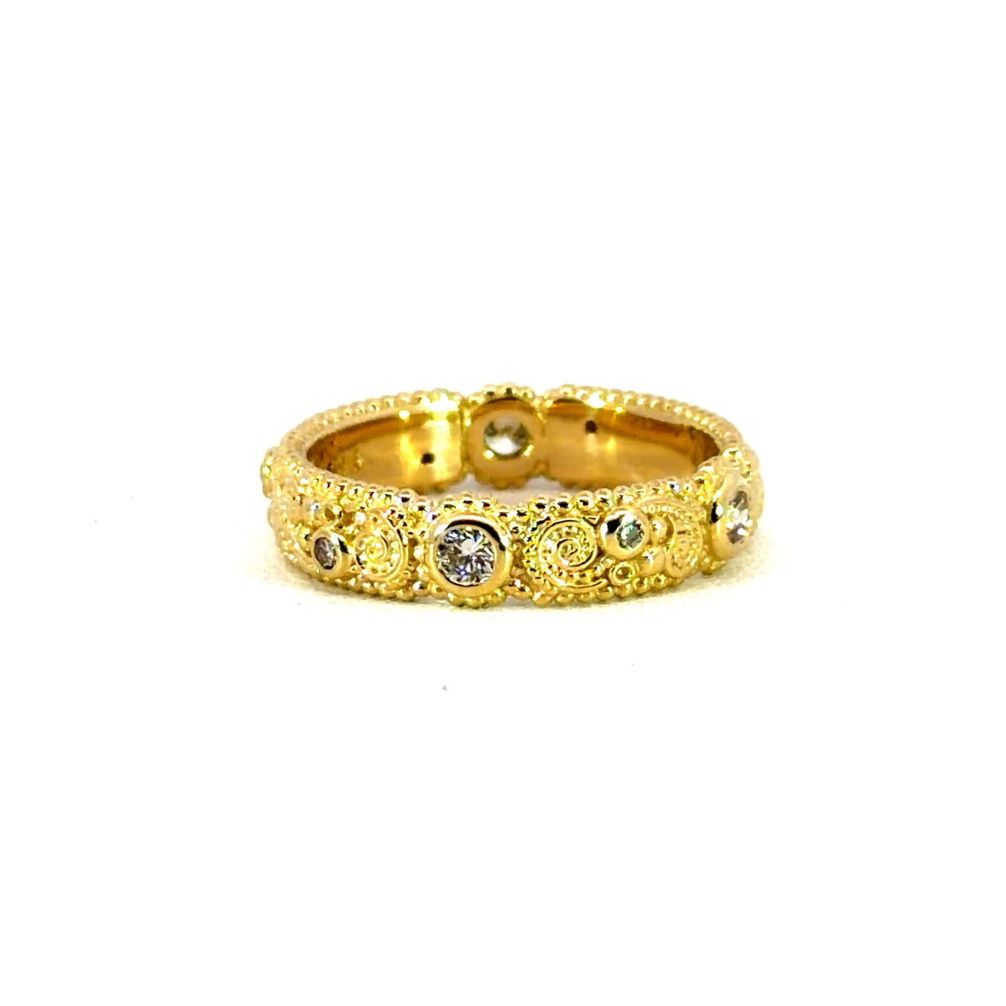 18k Yellow Gold "llyn Band" with Bezel Set White Diamonds