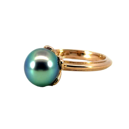 18k Rose Gold Blue-Green Tahitian Pearl Ring