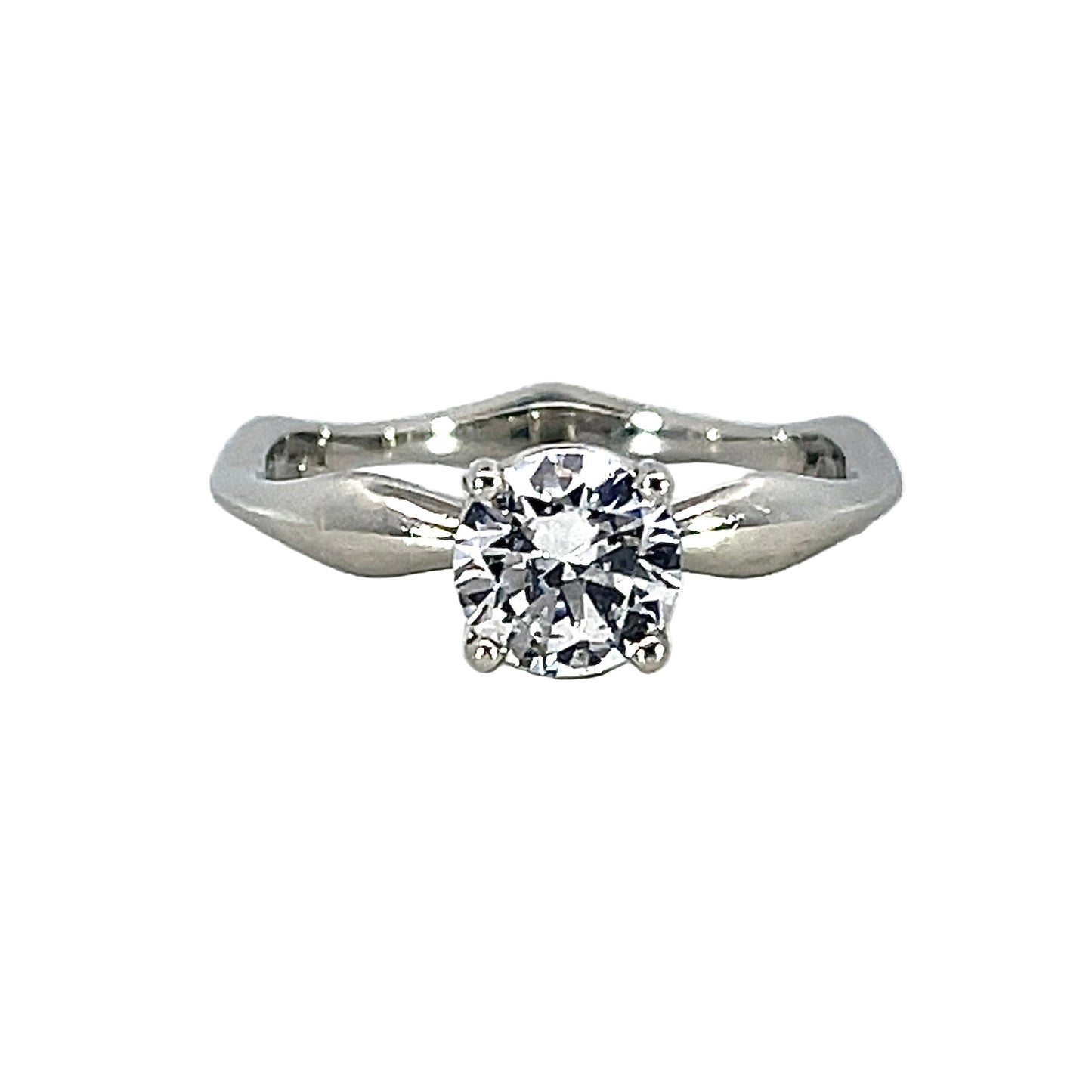 18k White Gold Wavy Solitaire Ring