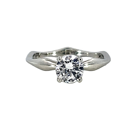 18k White Gold Wavy Solitaire Ring