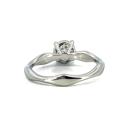 18k White Gold Wavy Solitaire Ring