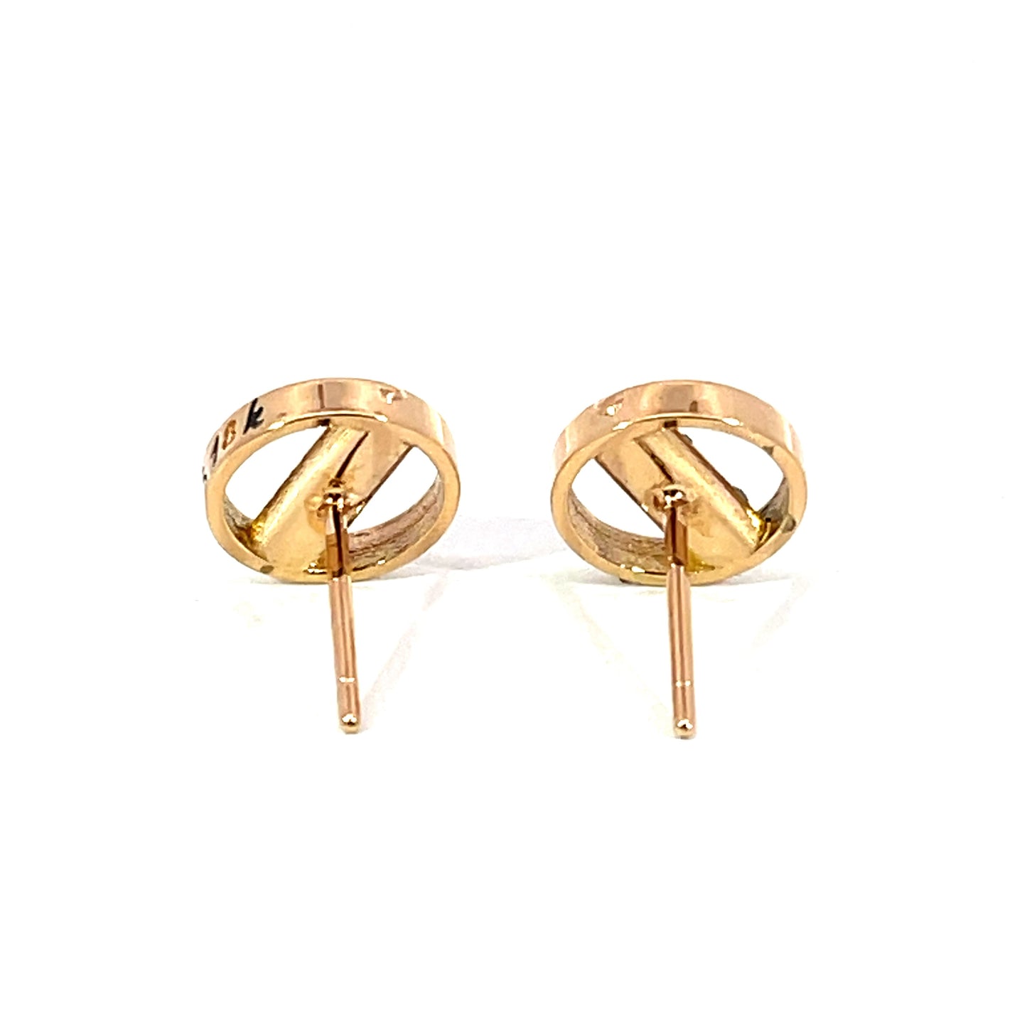 18k Yellow Gold Circle Studs with Black Diamonds