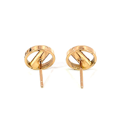 18k Yellow Gold Circle Studs with Black Diamonds