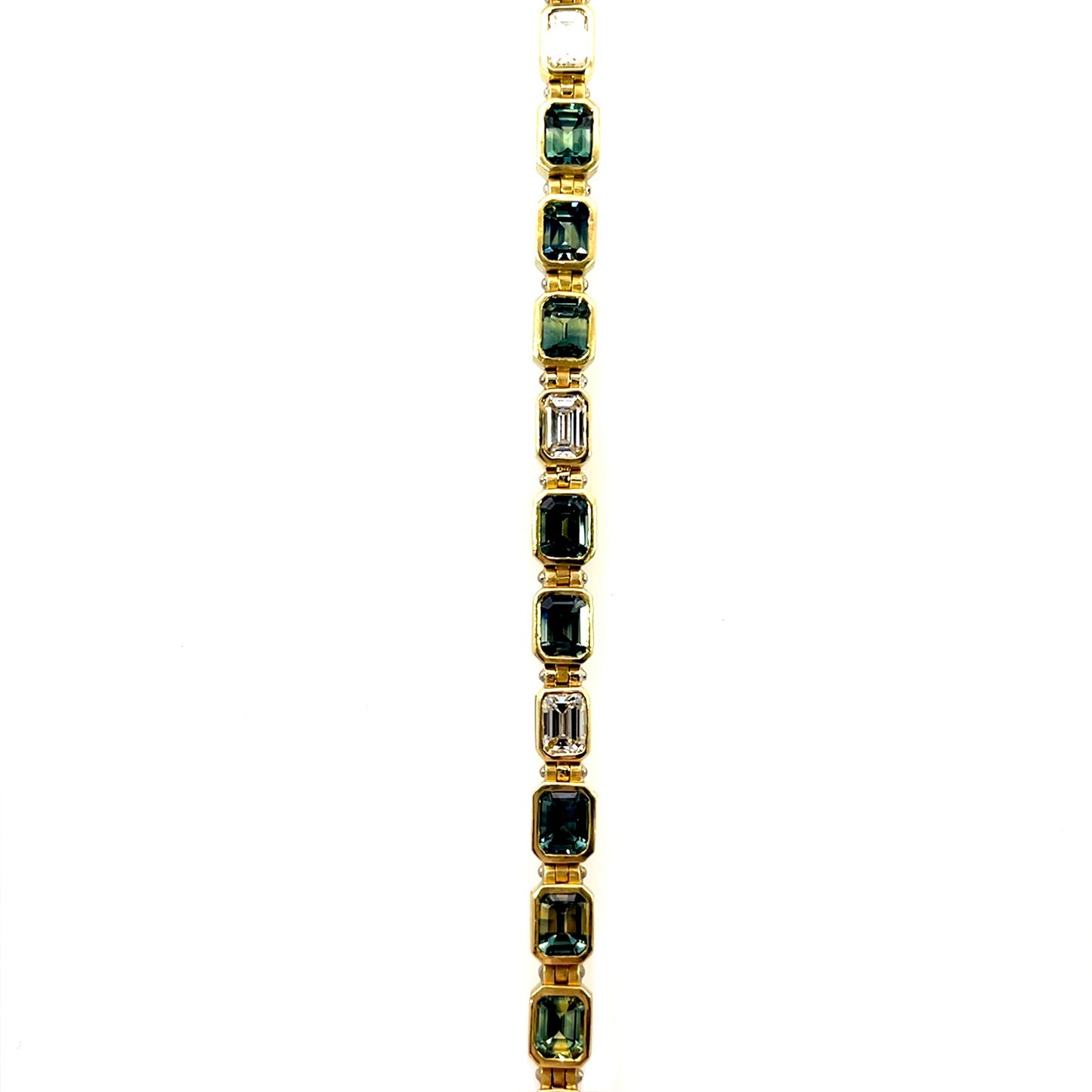 18k Yellow Gold Montana Sapphire and Diamond Bracelet