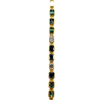 18k Yellow Gold Montana Sapphire and Diamond Bracelet