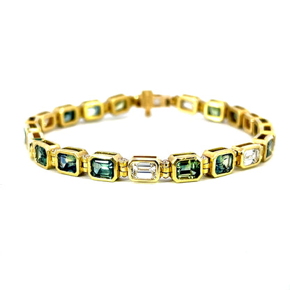 18k Yellow Gold Montana Sapphire and Diamond Bracelet