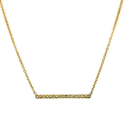 18k Yellow Gold Rose Cut Diamond Bar Necklace