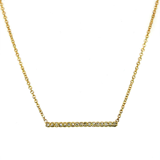 18k Yellow Gold Rose Cut Diamond Bar Necklace