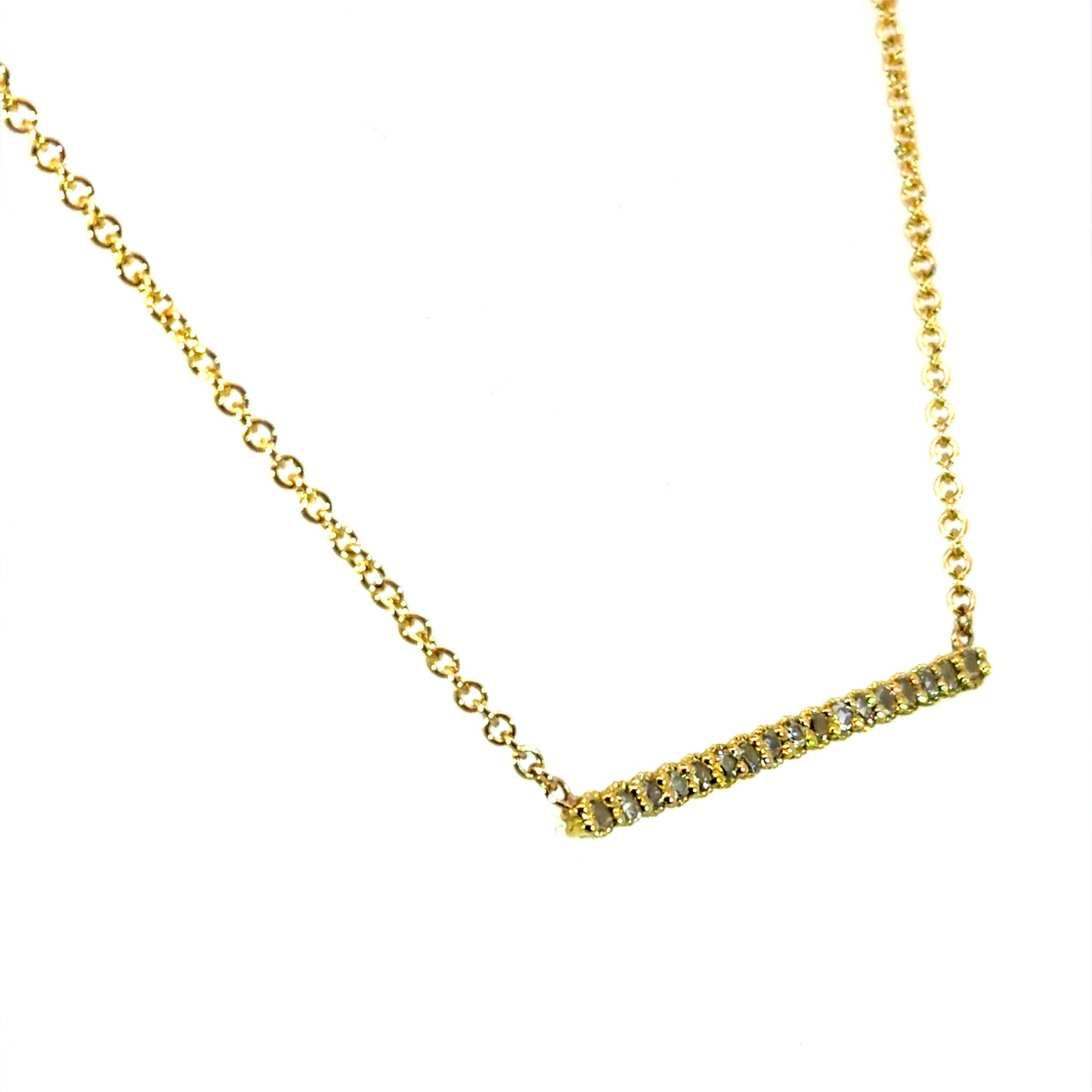 18k Yellow Gold Rose Cut Diamond Bar Necklace