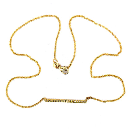 18k Yellow Gold Rose Cut Diamond Bar Necklace