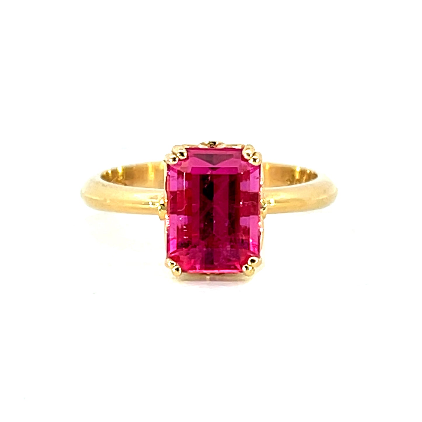 20k Rose Gold Pink Tourmaline Ring with White Diamonds