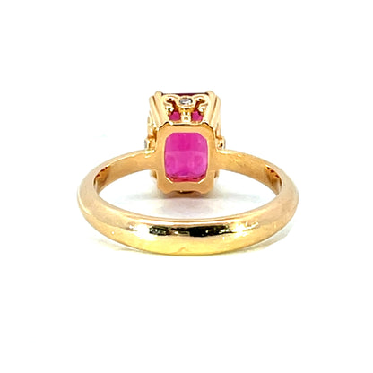20k Rose Gold Pink Tourmaline Ring with White Diamonds