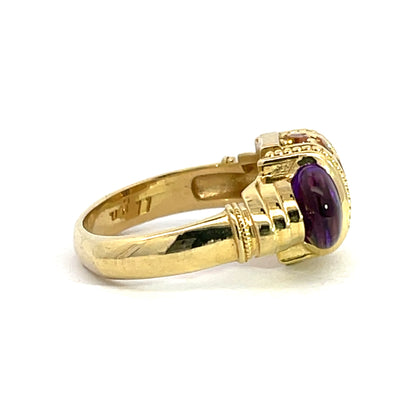 18k Yellow Gold Arch Ring with Amethyst and Citrine