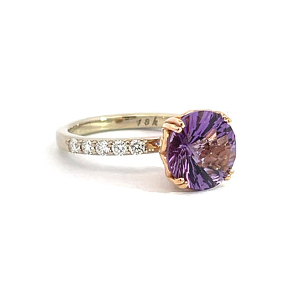 White Gold and Rose Gold Two Toned Amethyst Ring