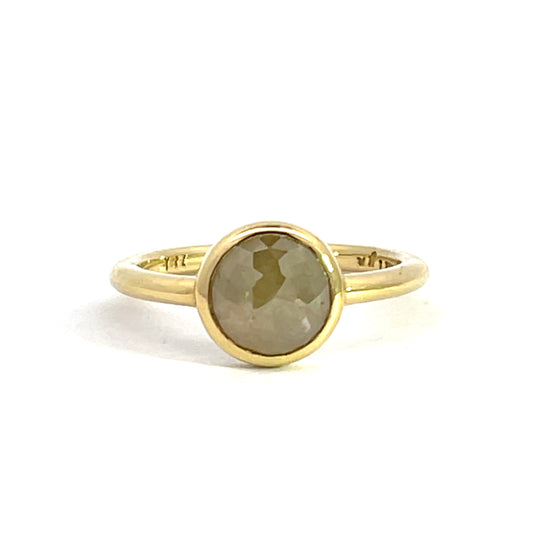 18k Yellow Gold Gray Rose Cut Diamond Ring