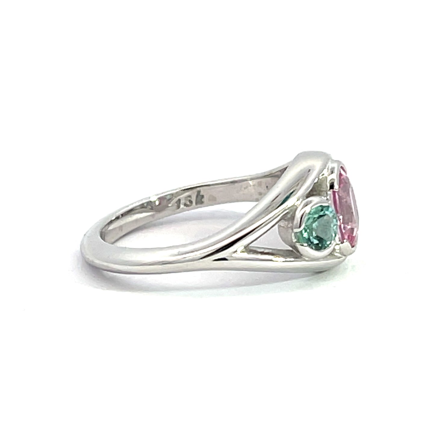 18k White Gold Padparadscha Sapphire and Tourmaline Ring