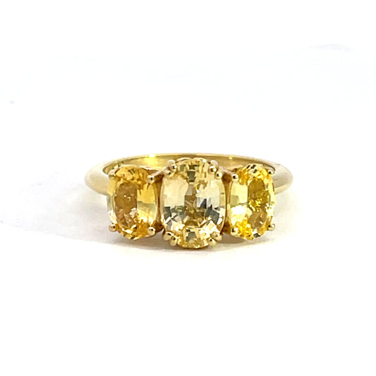Triple Yellow Sapphire Ring Set in Yellow Gold