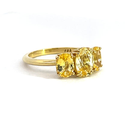 Triple Yellow Sapphire Ring Set in Yellow Gold