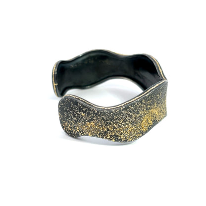 Oxidized Sterling Silver and 24k Gold Wavy Cuff Bracelet