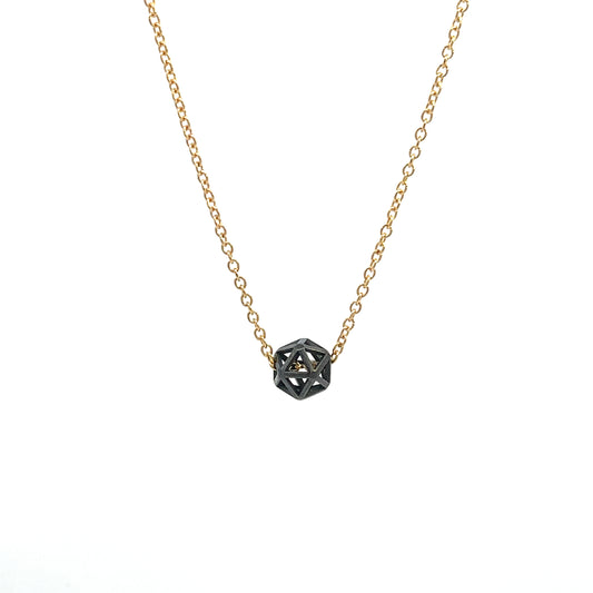 Oxidized Sterling Silver Petite Isohderon Necklace with Gold-fill Chain