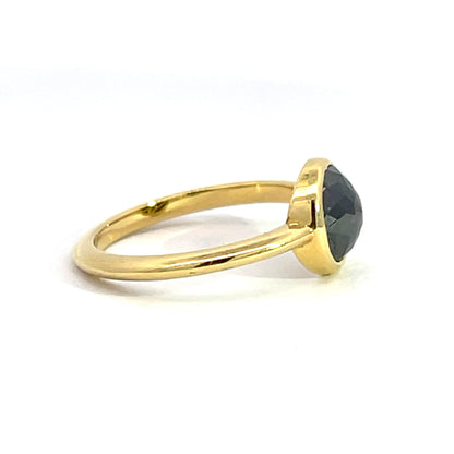 18k Yellow Gold Rose Cut Black Diamond Ring