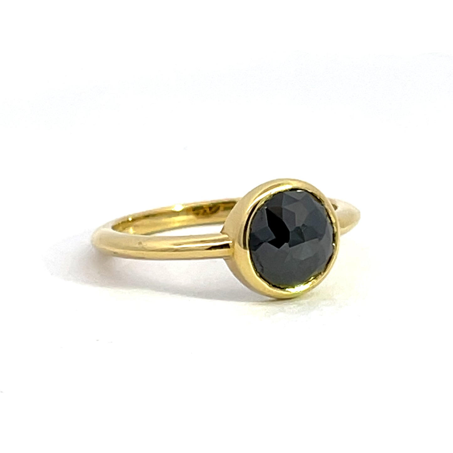 18k Yellow Gold Rose Cut Black Diamond Ring