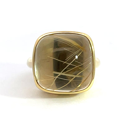 18k Yellow Gold Rutilated Quartz Ring