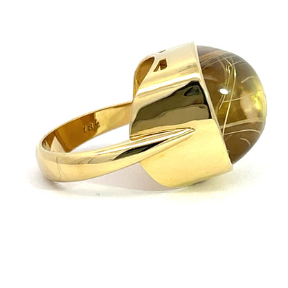 18k Yellow Gold Rutilated Quartz Ring