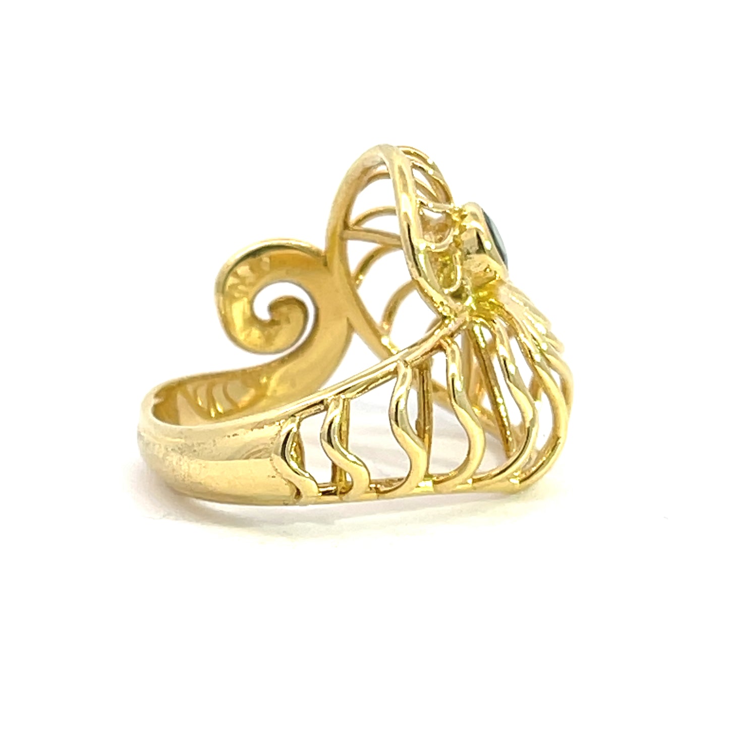 18k Yellow Gold Tsavorite Garnet Ammonite Ring