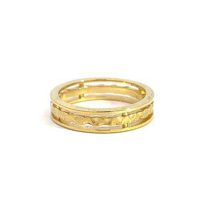 18k Yellow Gold Floating Hammered Ring