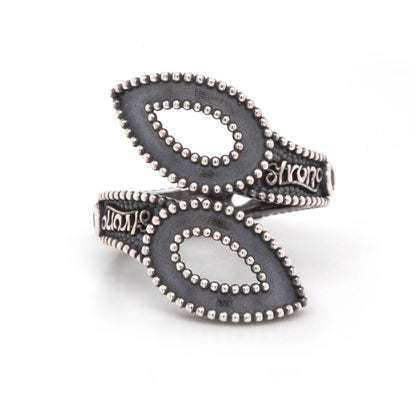 Oxidized Sterling Silver and Black Diamond Strong Pair Ring