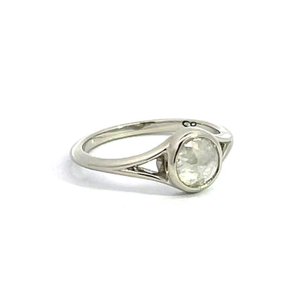 18k White Gold Round Grey Rose Cut Diamond Ring