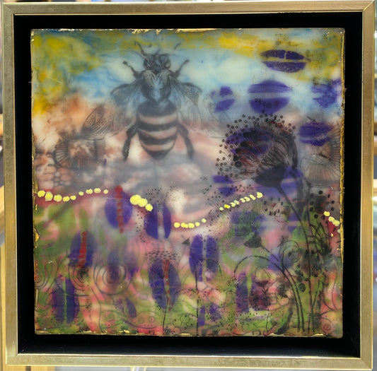 "Enchanted Bees 2" Encaustic Painting