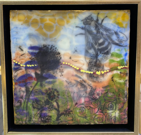 "Enchanted Bees 3" Encaustic Painting