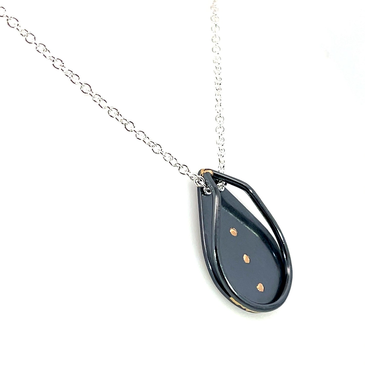 Oxidized Sterling Silver Medium Teardrop Loop Pendant