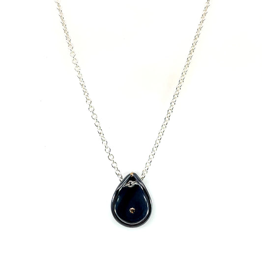 Oxidized Sterling Silver Small Teardrop Loop Pendant