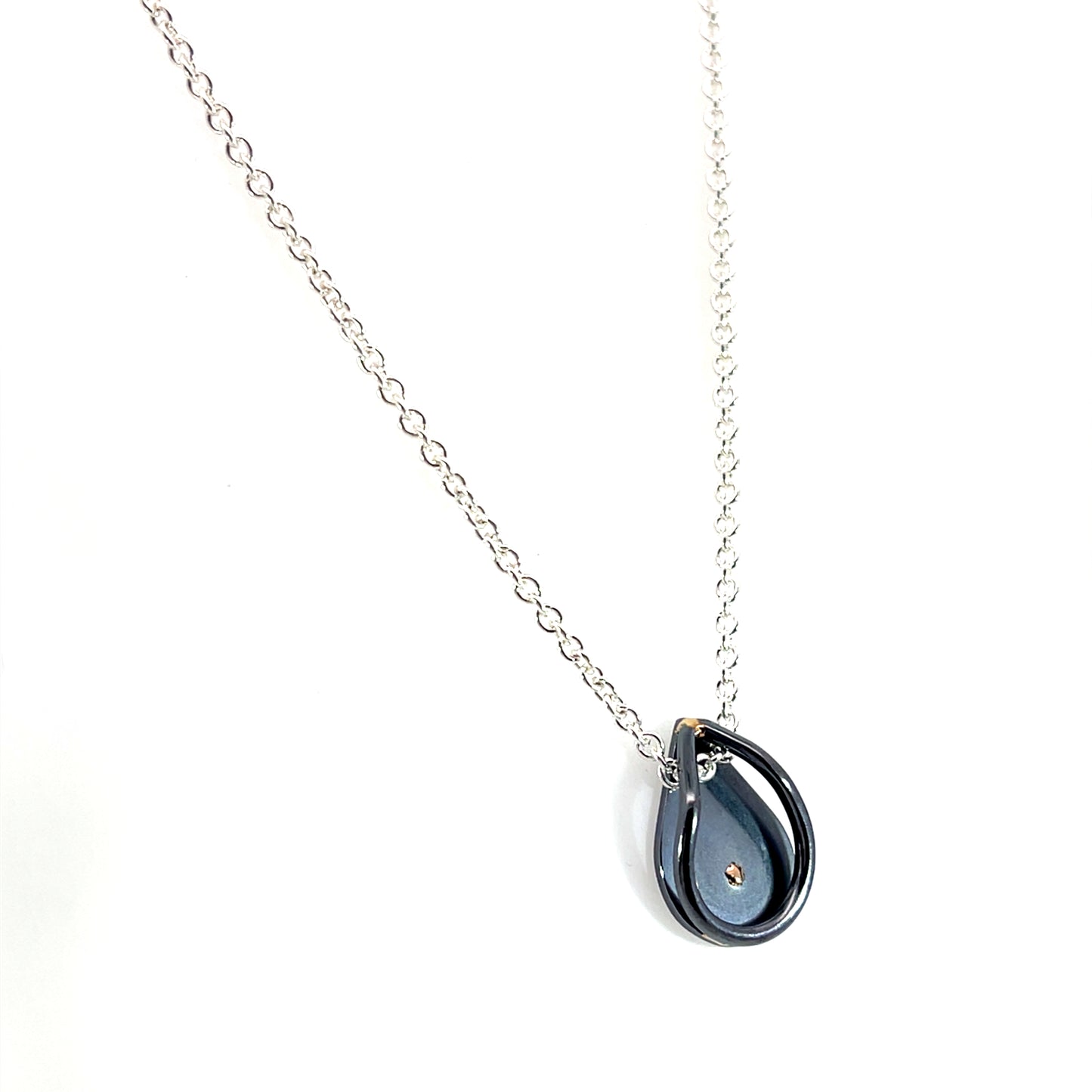 Oxidized Sterling Silver Small Teardrop Loop Pendant