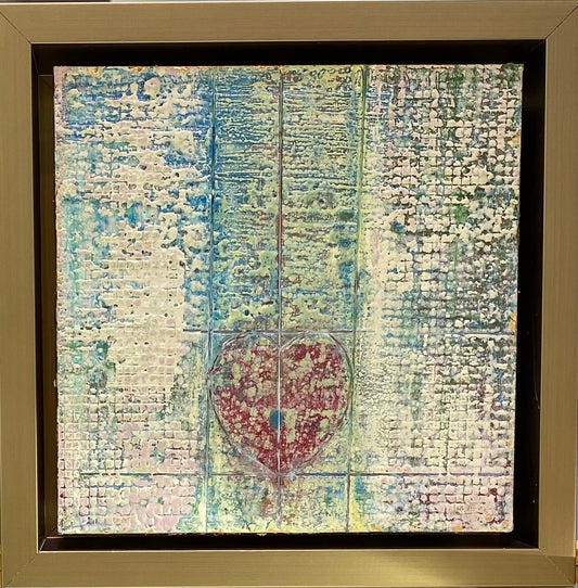 "Heart Squared" Encaustic Painting