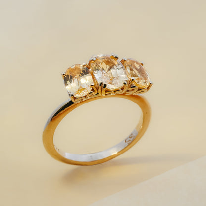 Triple Yellow Sapphire Ring Set in Yellow Gold