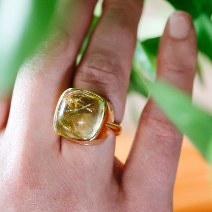 18k Yellow Gold Rutilated Quartz Ring