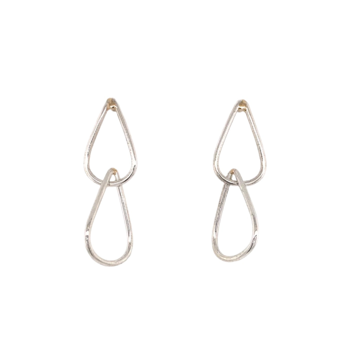 Sterling Silver and 14k Yellow Gold Teardrop Dangle Earrings