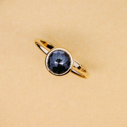 18k Yellow Gold Rose Cut Black Diamond Ring