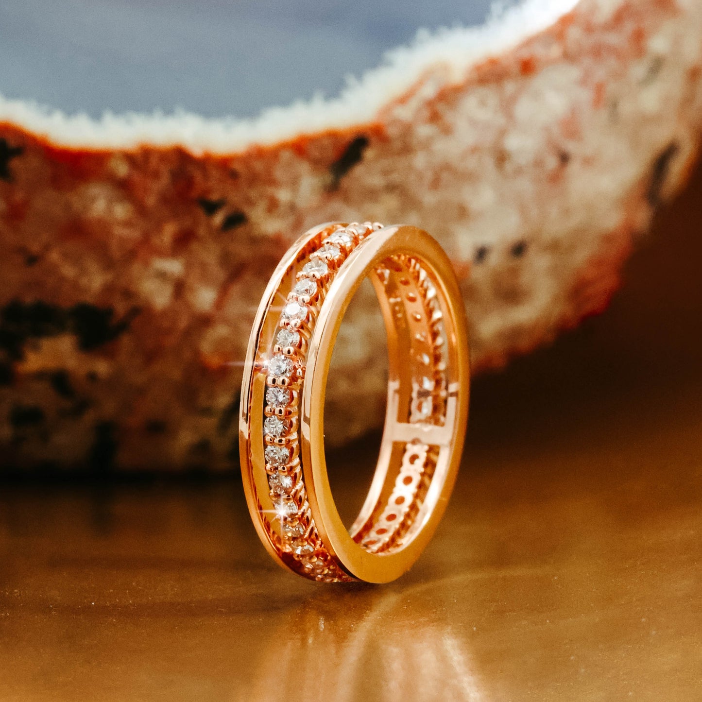 20k Rose Gold Champagne Diamond Floating Anniversary Band