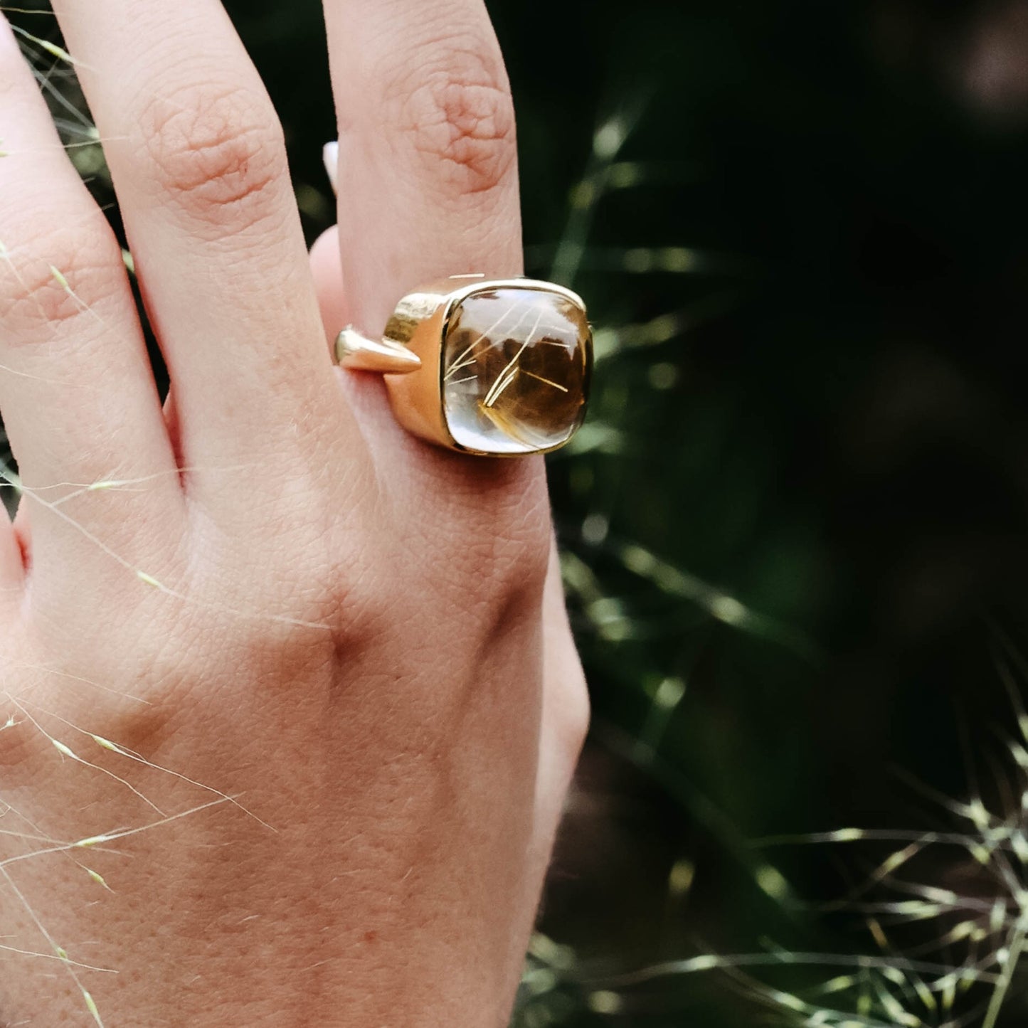 18k Yellow Gold Rutilated Quartz Ring