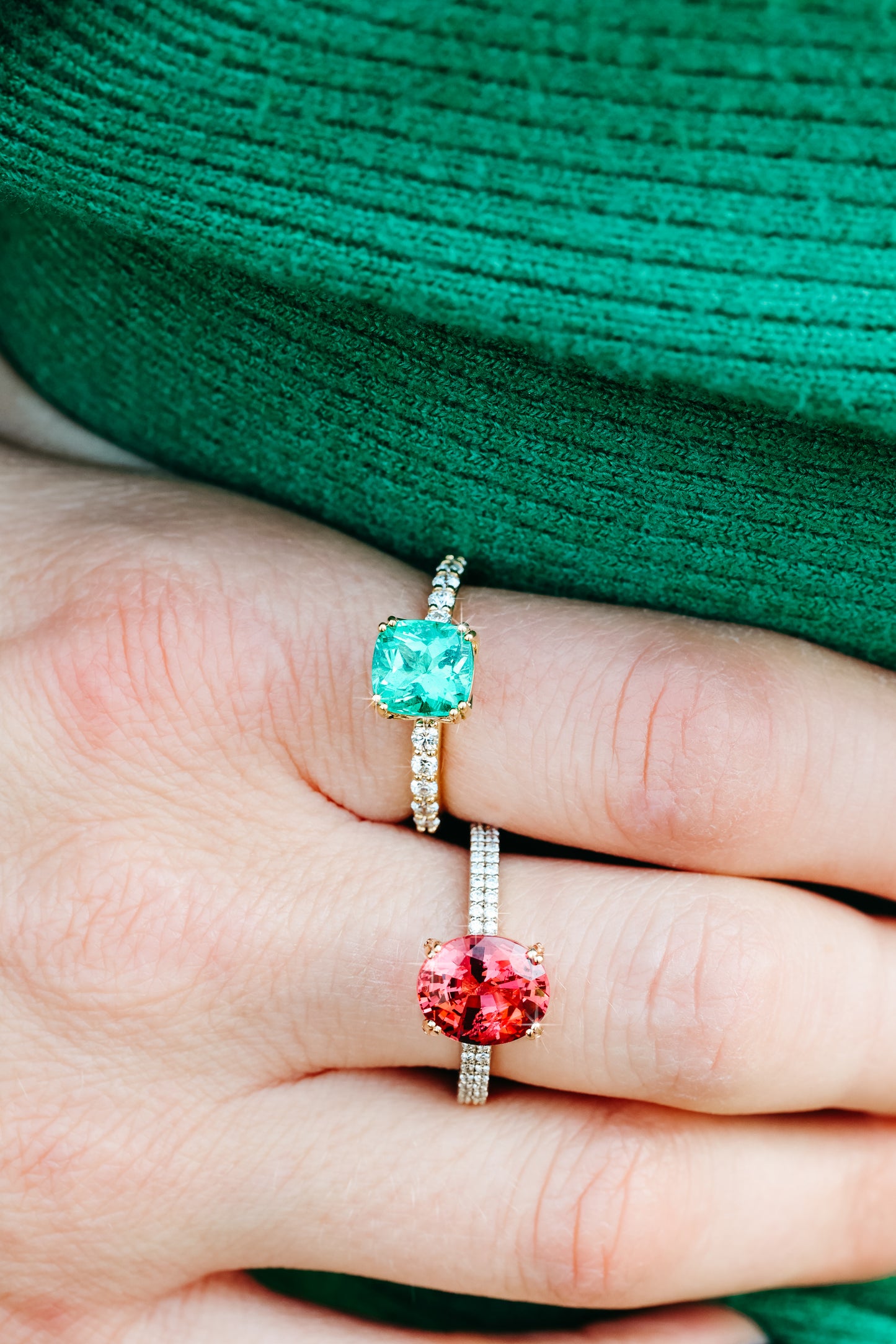 Red Spinel Two Toned White and Rose Gold Ring