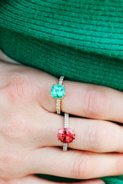 Red Spinel Two Toned White and Rose Gold Ring