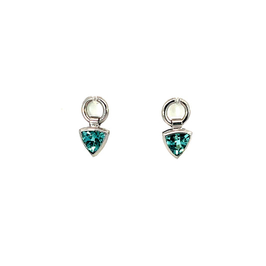 18k White Gold Blue Tourmaline Earring Jackets