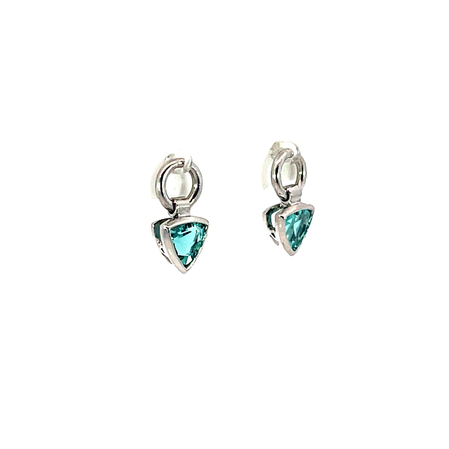 18k White Gold Blue Tourmaline Earring Jackets